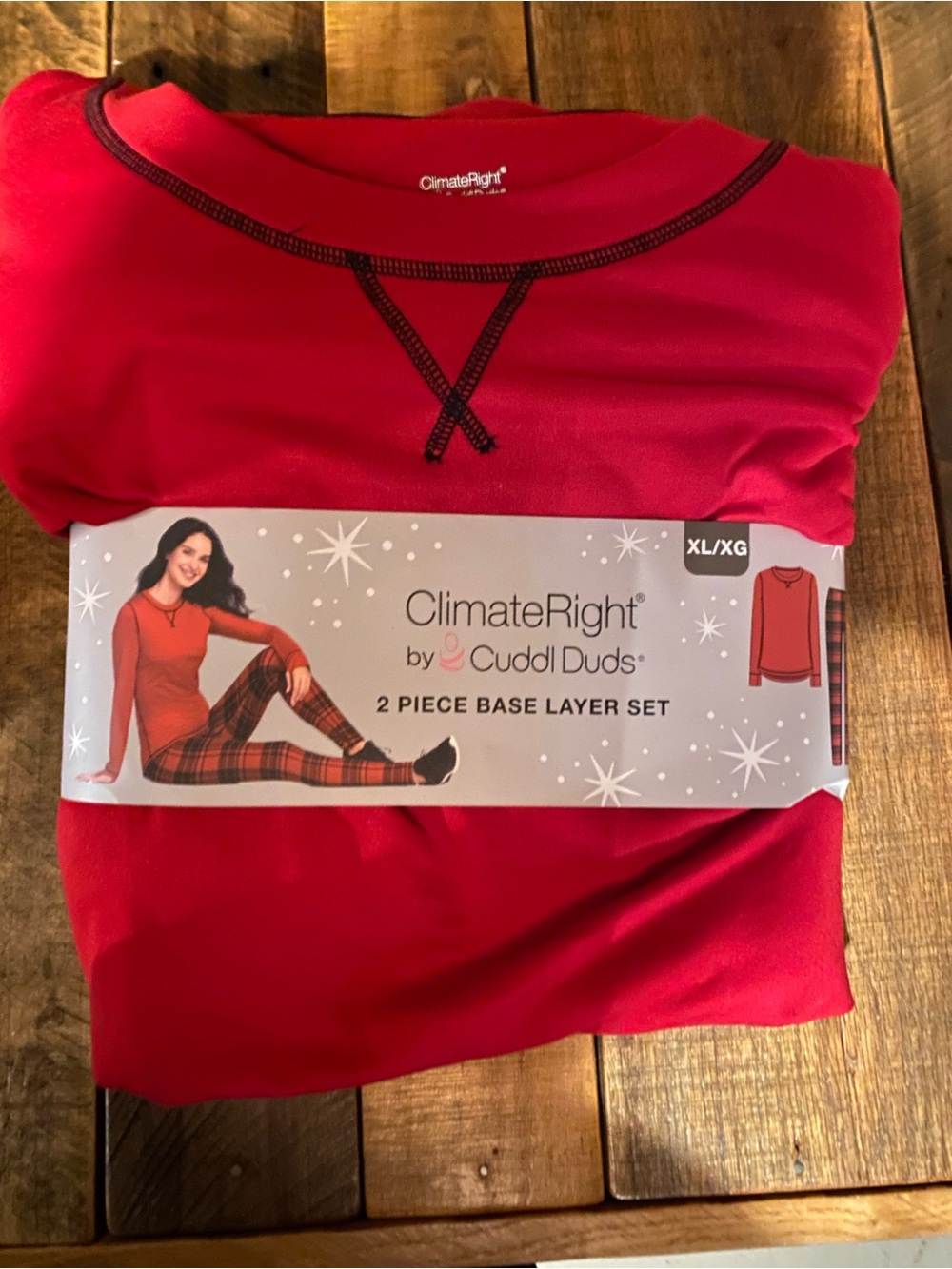 Cuddl Duds ClimateRight Women's Red 2-Piece Base Layer Set - XL